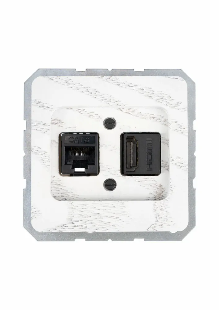 Office design and planning - 2 x Modular jack socket - WEMEL WOOD