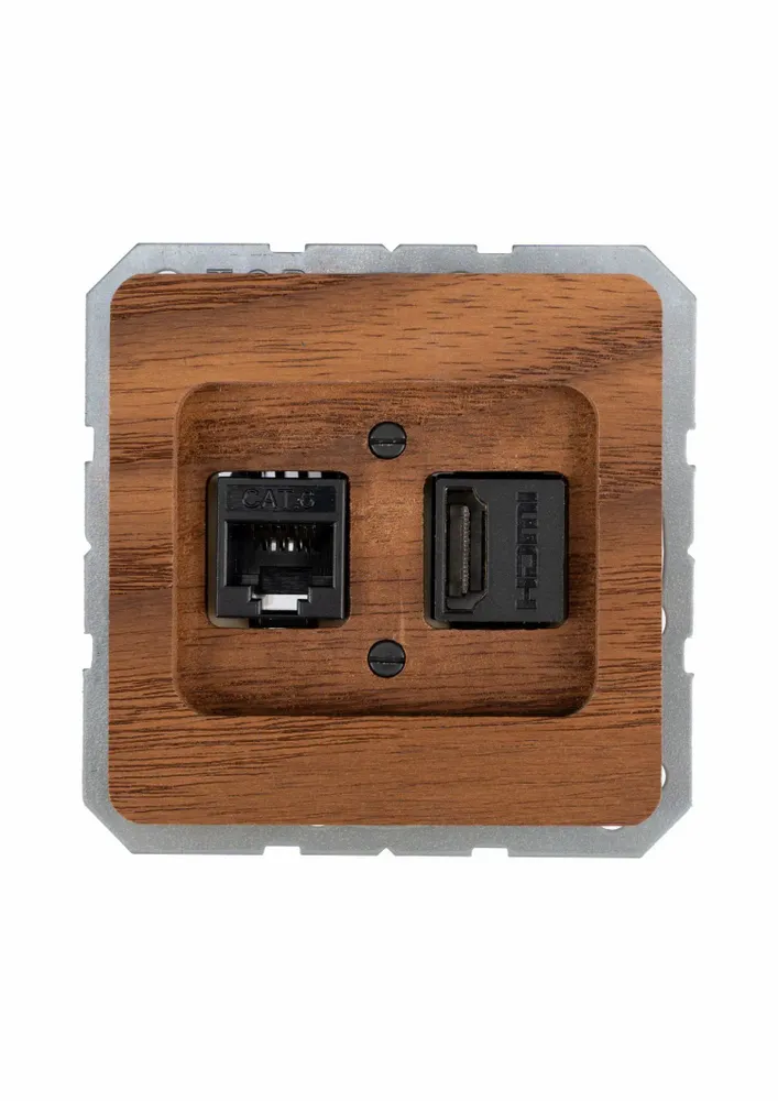 Office design and planning - 2 x Modular jack socket - WEMEL WOOD