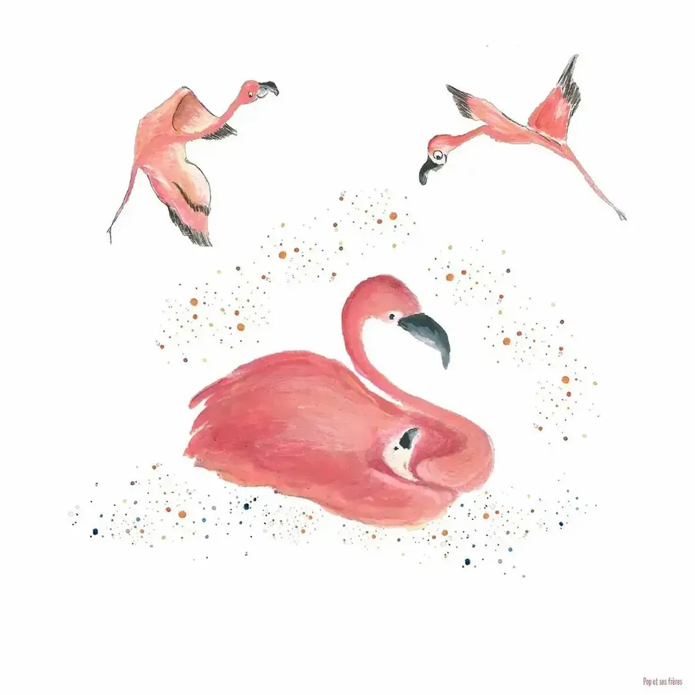 Poster - Poster La Famille Flamants Roses - POP ET SES FRÈRES