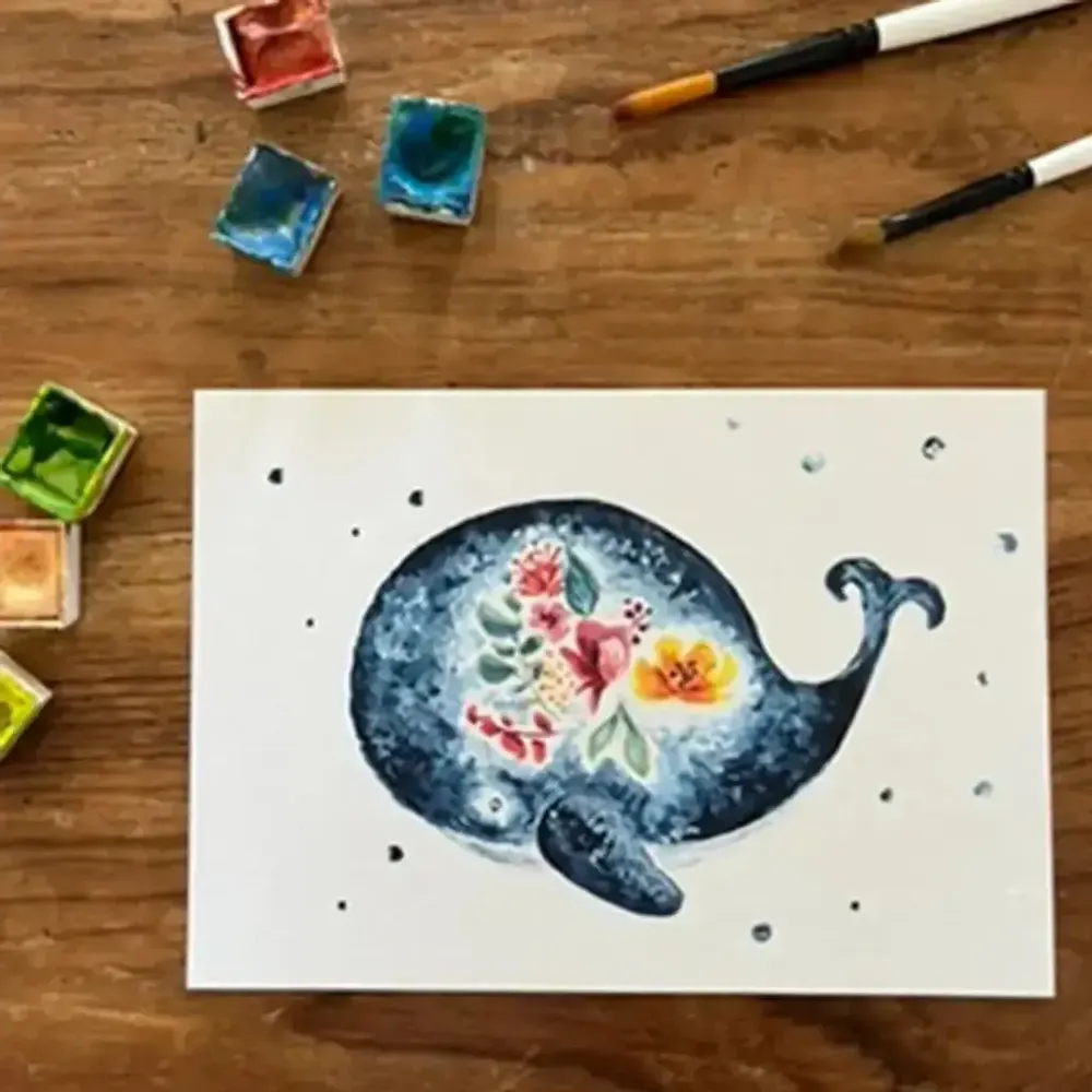 Card shop - Postcard - La Baleine et les Fleurs - POP ET SES FRÈRES