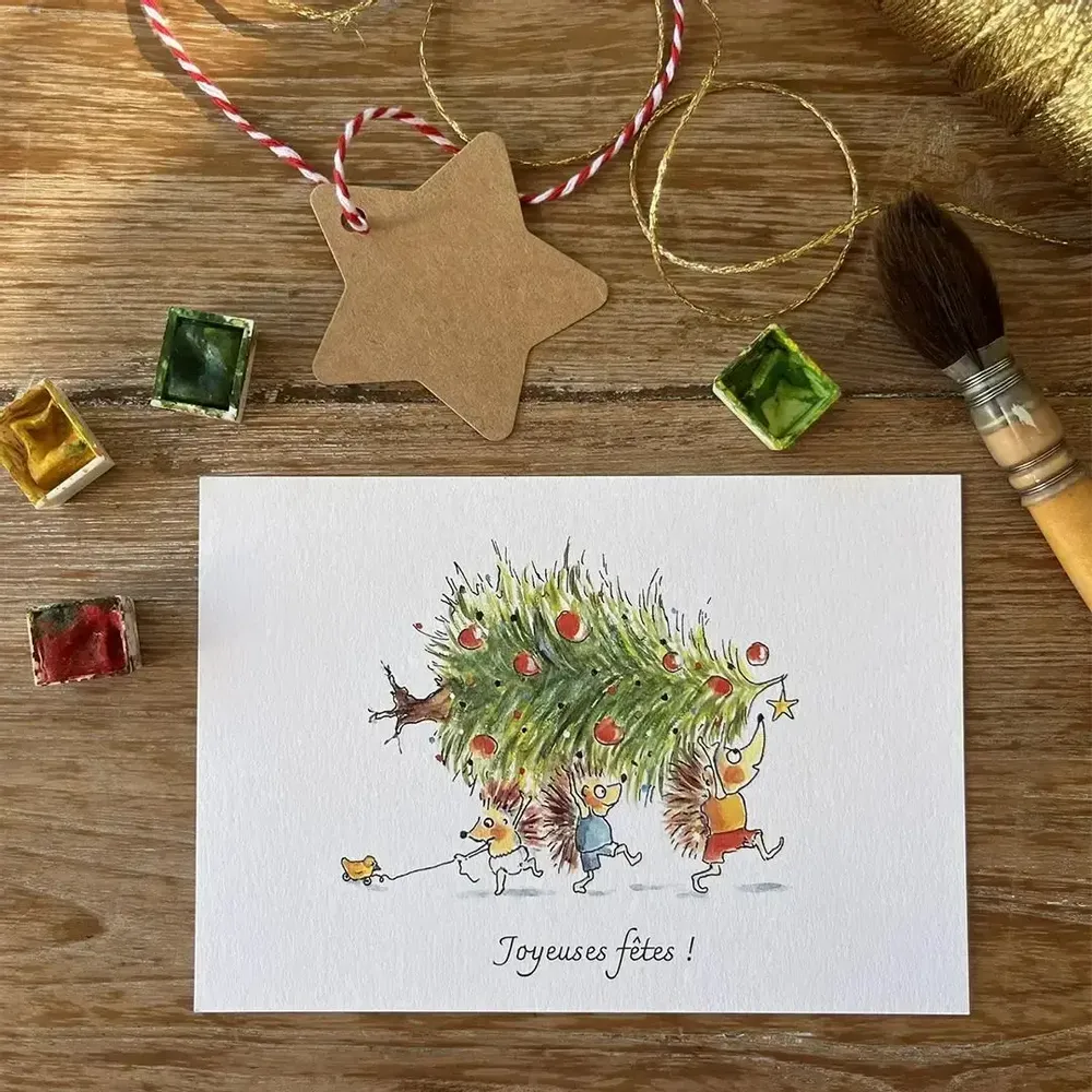 Card shop - Xmas postcard- La Décoration Du Sapin - POP ET SES FRÈRES