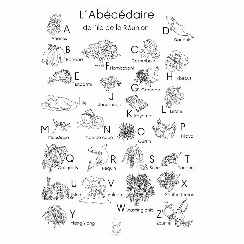Children's decorative items - Poster alphabet - Plastifiée À Colorier - POP ET SES FRÈRES
