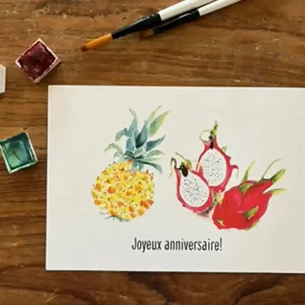 Card shop - Birthday postcard - Le Pitaya et L'Ananas - POP ET SES FRÈRES