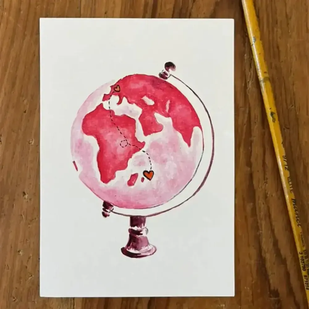 Card shop - Postcard Globe Rose - POP ET SES FRÈRES