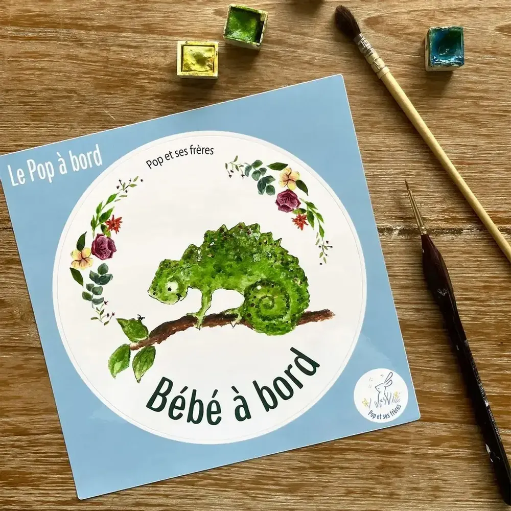 Objets déco enfant - Sticker Bébé À Bord - L'Endormi et les Fleurs Français - POP ET SES FRÈRES