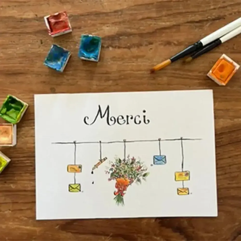 Card shop - Postcard Merci Avec Un Bouquet - POP ET SES FRÈRES