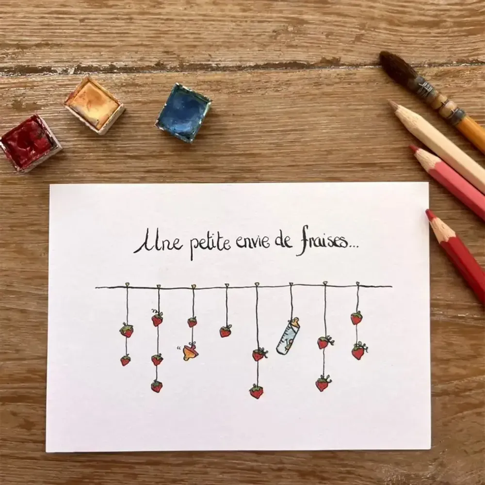 Card shop - Baby postcard - Une Petite Envie de Fraises - POP ET SES FRÈRES