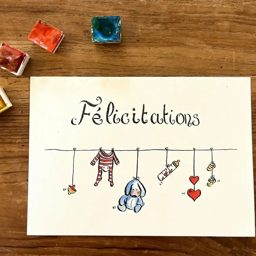 Card shop - Baby postcard - Felicitations Pour Le Bébé - POP ET SES FRÈRES