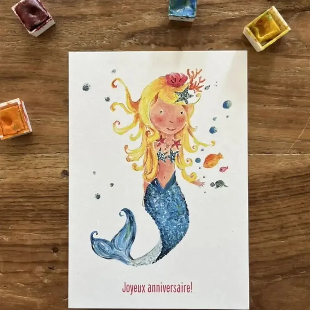 Card shop - Birthday postcard - Sirène - POP ET SES FRÈRES