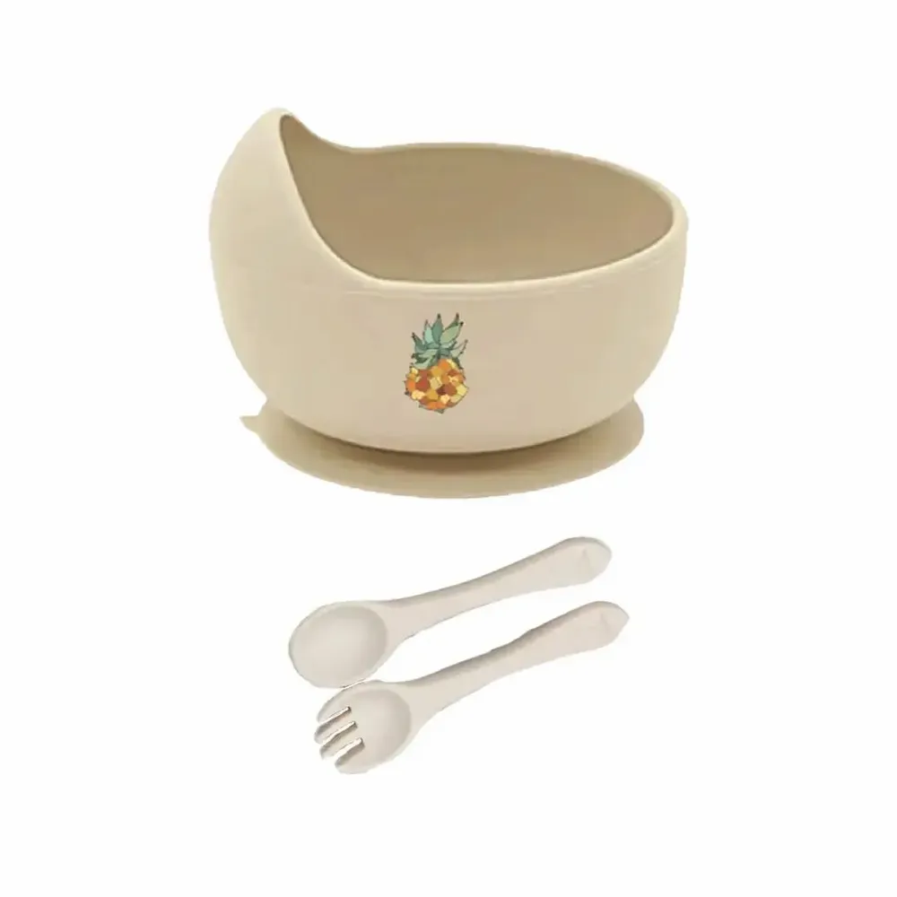 Repas pour enfant - Bol et Couverts Silicone L'Ananas Victoria - POP ET SES FRÈRES