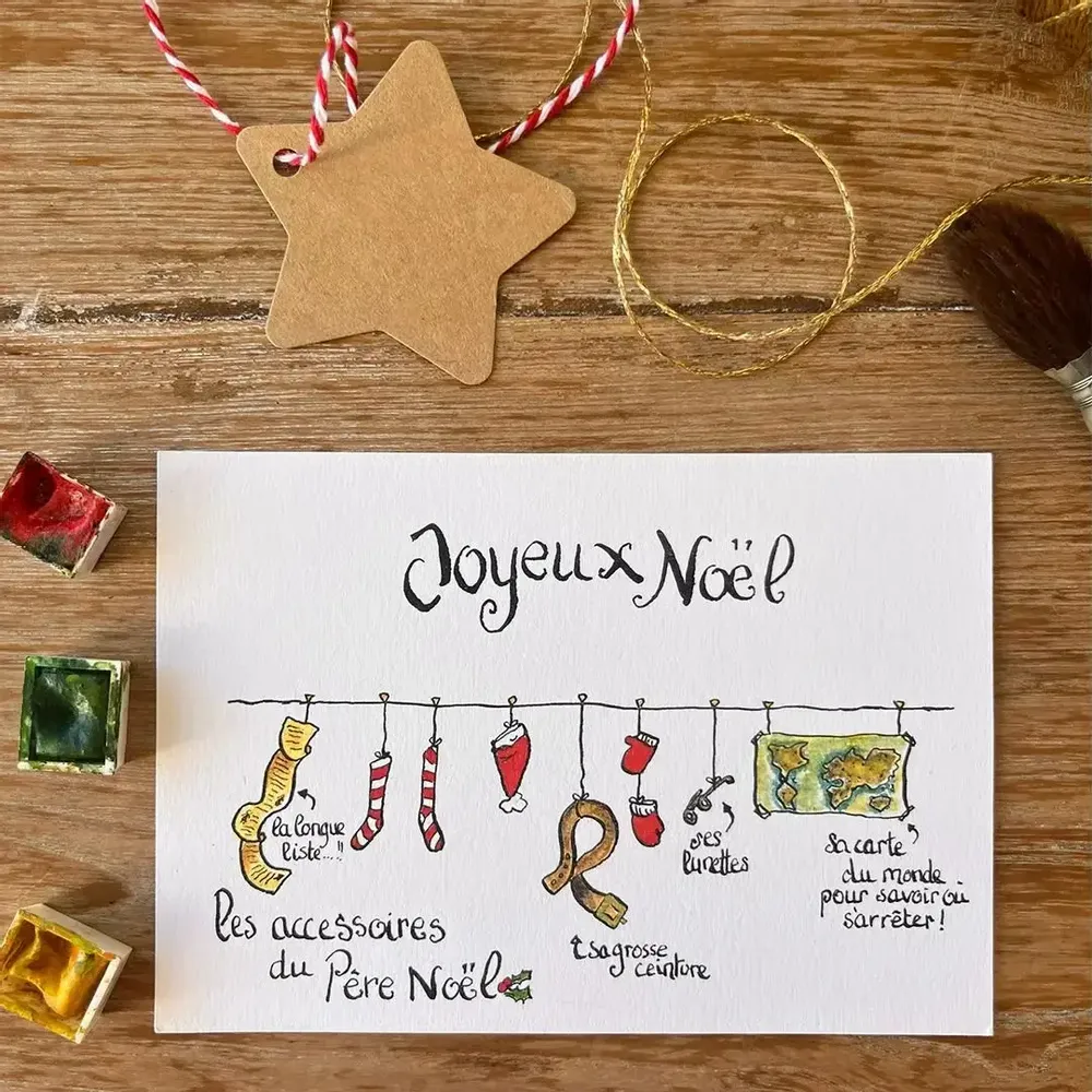 Card shop - Xmas postcard - Les Habits Du Pere Noël - POP ET SES FRÈRES