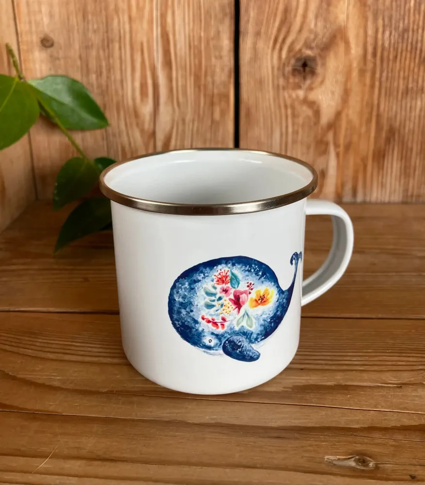 Mugs - Enamel cup - La Baleine et les Fleurs - POP ET SES FRÈRES