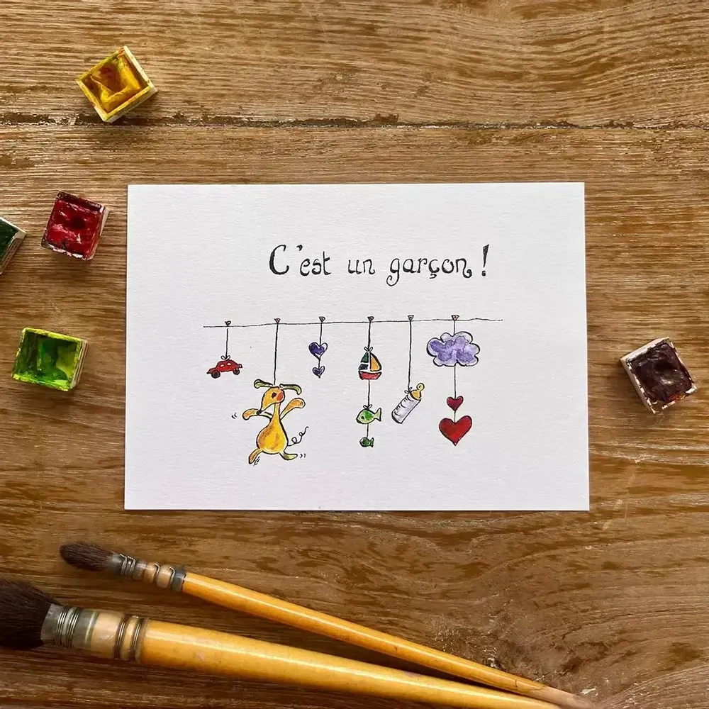 Card shop - Baby postcard - C'Est Un Garçon Doudou - POP ET SES FRÈRES
