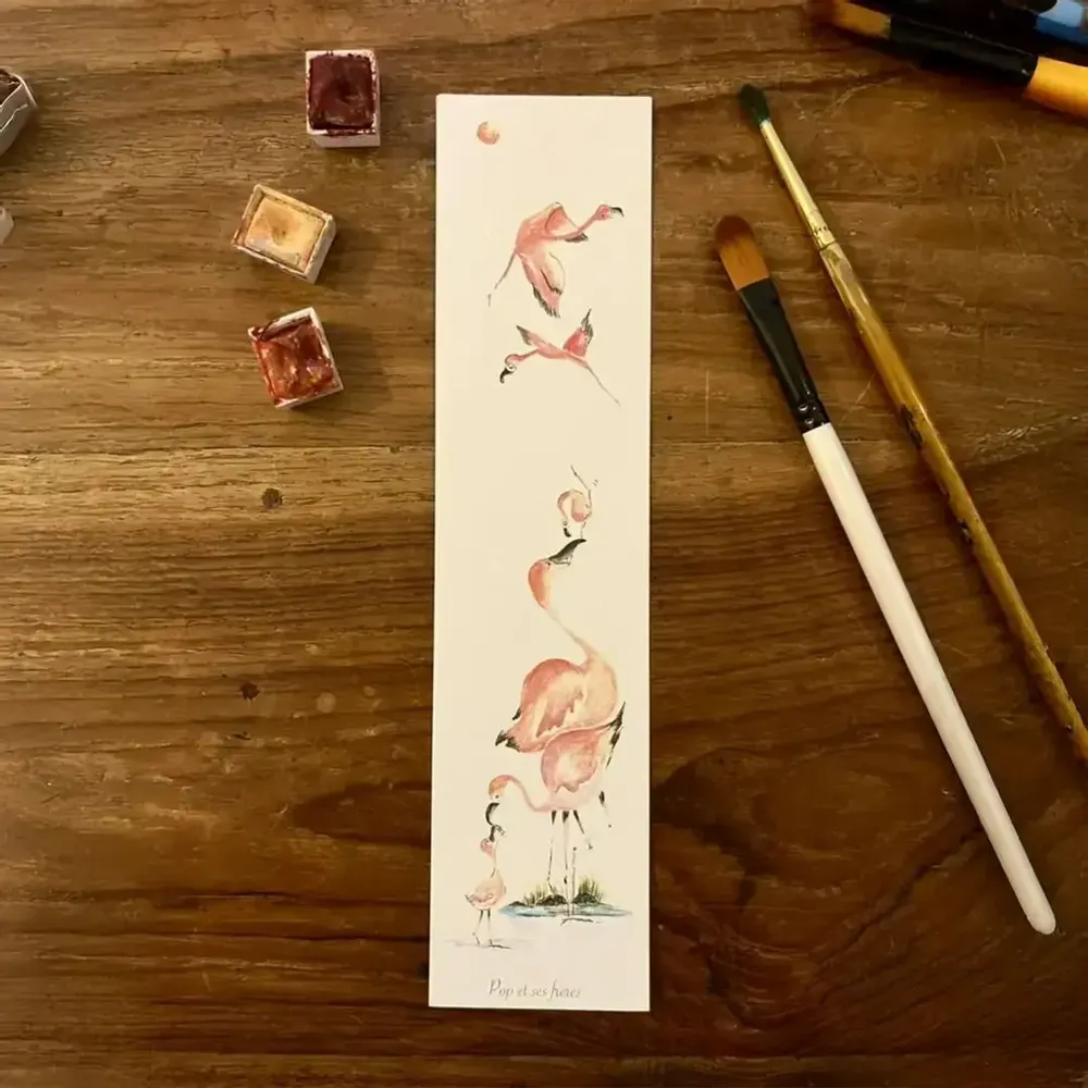 Carterie - Marque Page La Famille Flamants Roses - POP ET SES FRÈRES