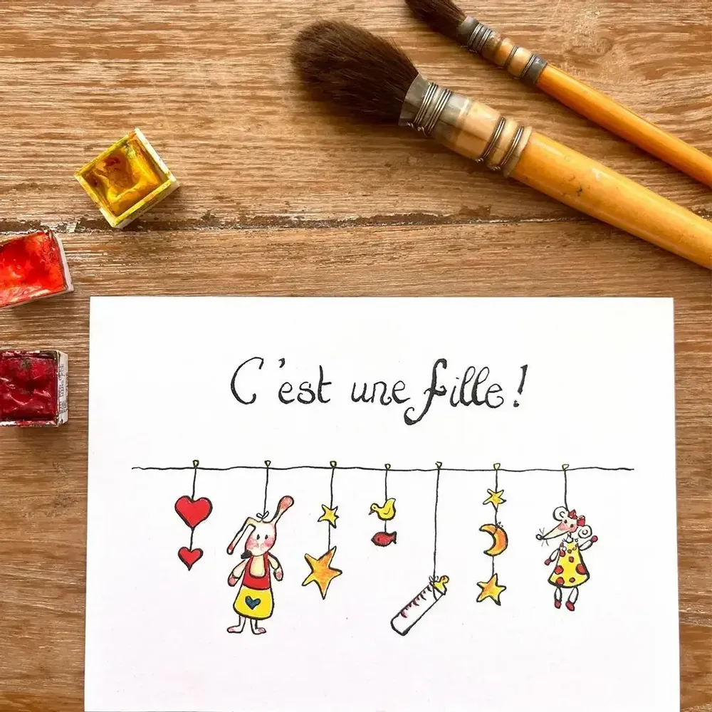 Card shop - Baby postcard - C'Est Une Fille Biberon - POP ET SES FRÈRES
