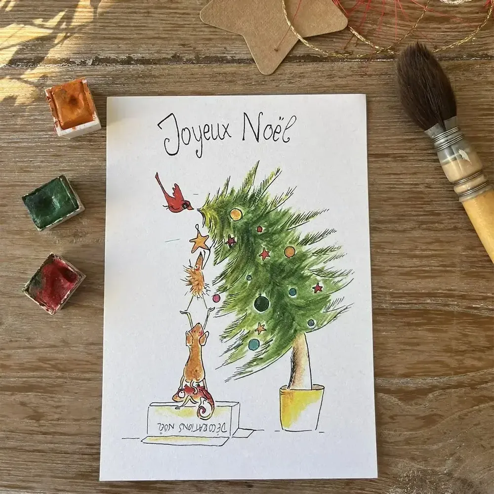 Card shop - Xmas postcardl - L'Étoile en Haut Du Sapin - POP ET SES FRÈRES