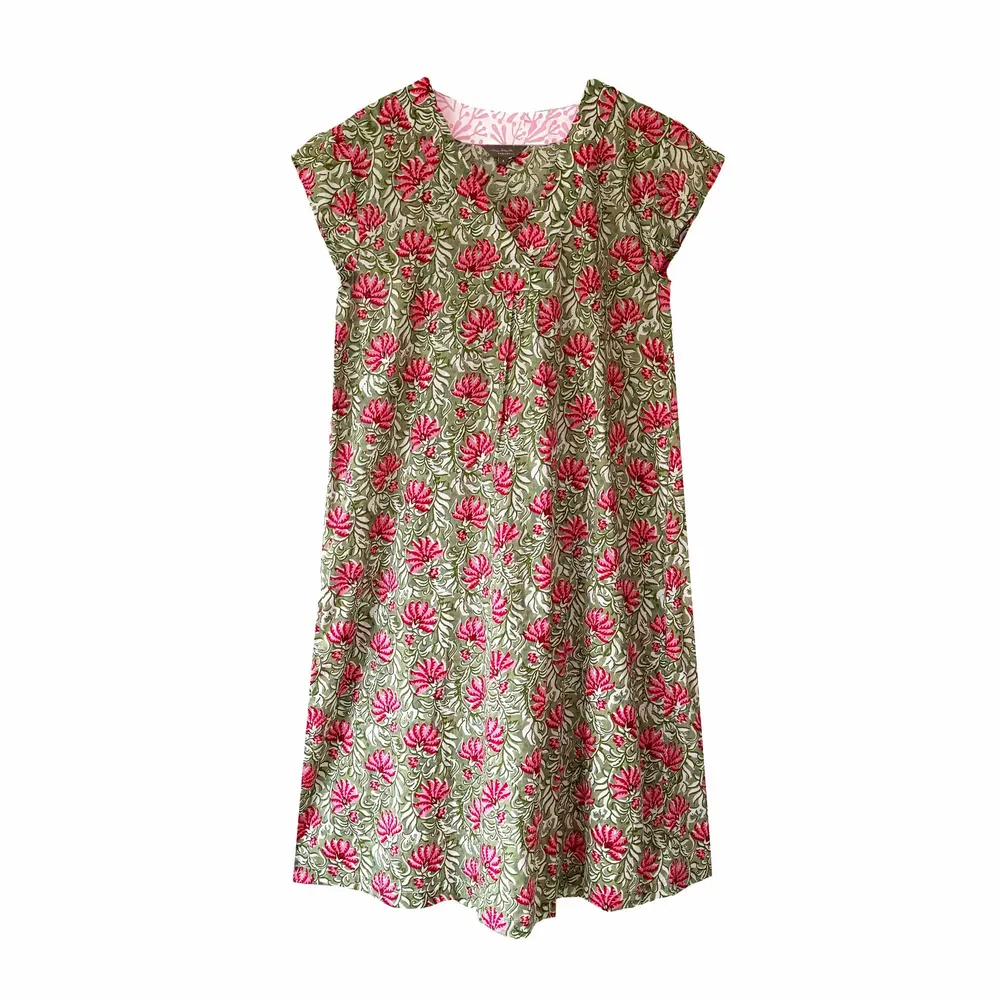 Sleepwear - Audrey Shift: Jaipur Green/Pink - LIME TREE DESIGN