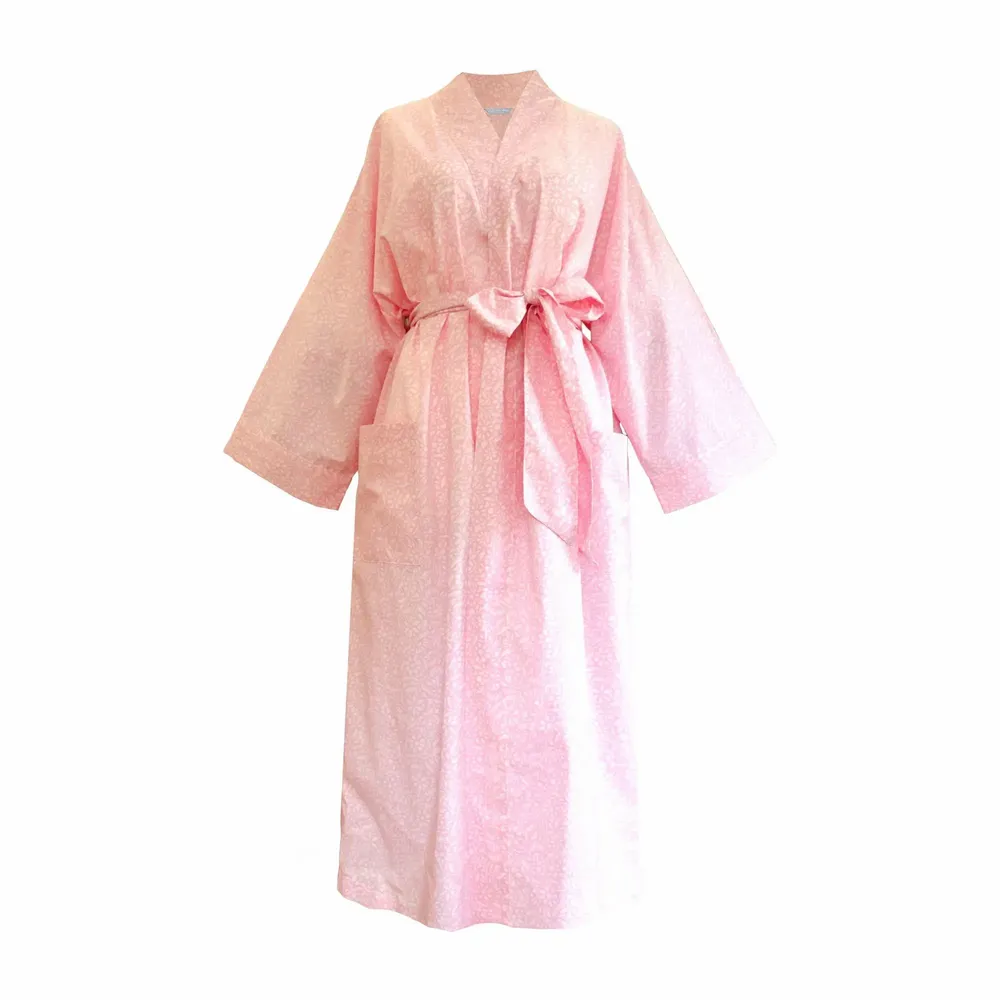 Vêtements de nuit - Kimono long en coton - Rose souci - LIME TREE DESIGN
