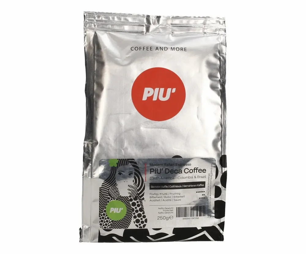 Café et thé - Caffè PIU' Deca moulu 250 gr - CAFFÈ PIU'