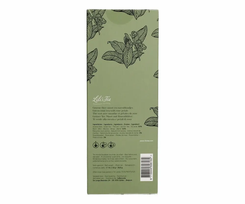 Café et thé - Lili's Tea Thé vert à la menthe et aux Pétales de rose 16 pièces - LILI'S TEA
