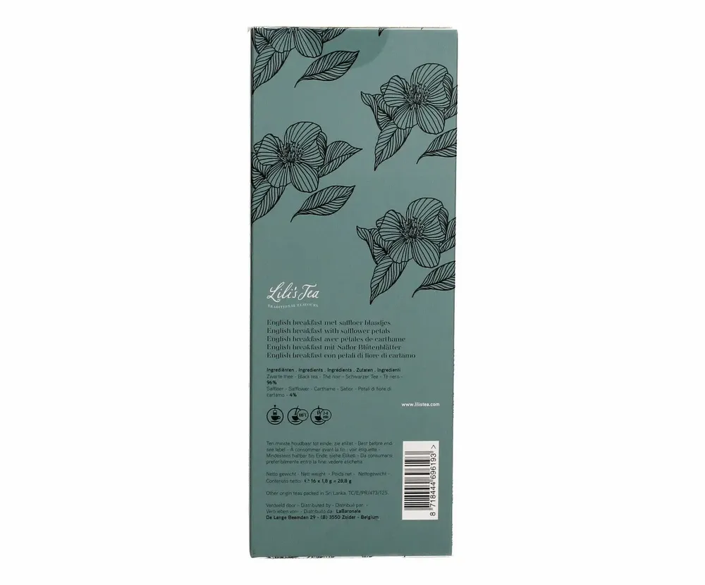 Café et thé - Lili’s Tea English Breakfast avec des pétales de Carthame 16 pièces - LILI'S TEA