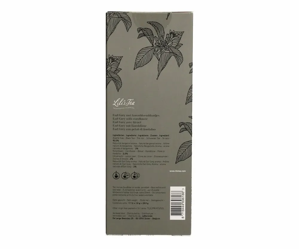 Café et thé - Lili's Tea Earl Grey avec des pétales de bleuet 16 pièces - LILI'S TEA