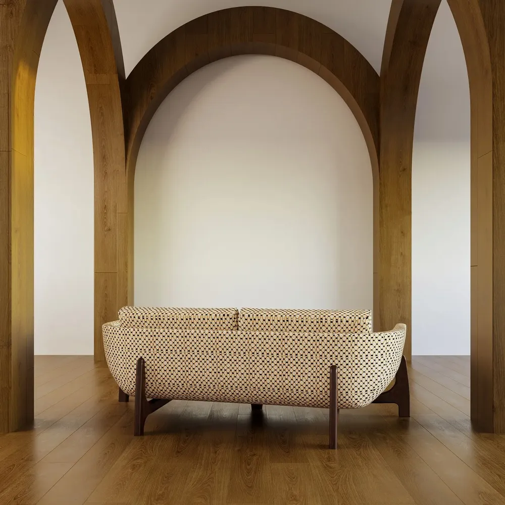 Sofas for hospitalities & contracts - Oscar Wood 3-seater Sofa, seat fabric COM/COL &  frame Mahogany Wood - DUISTT