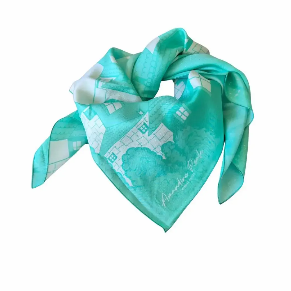 Scarves - SILK SCARF - ICONIC SAINT-TROPEZ - Acidic Turquoise - CREATIVE ARTIST