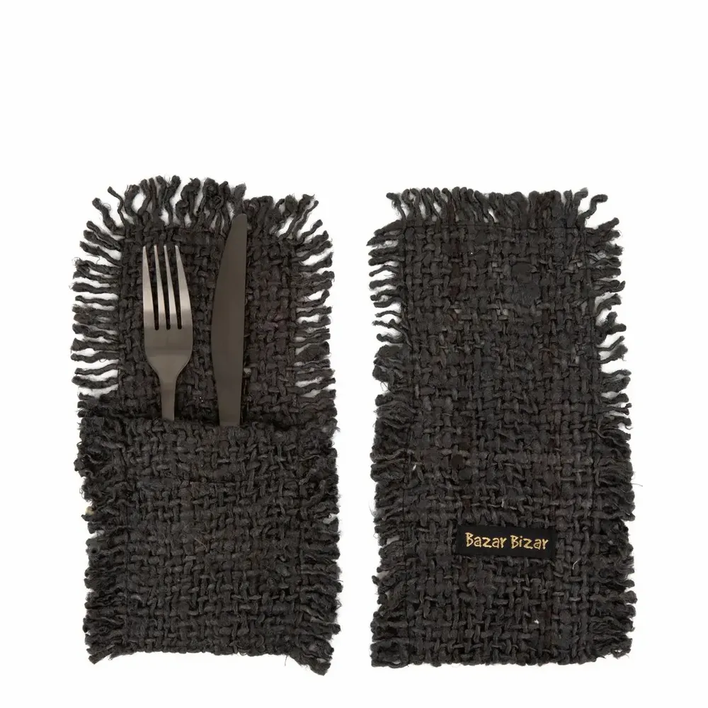 Linge de table textile - Le Porte-Couverts Oh My Gee - Noir Marine - BAZAR BIZAR LIVING