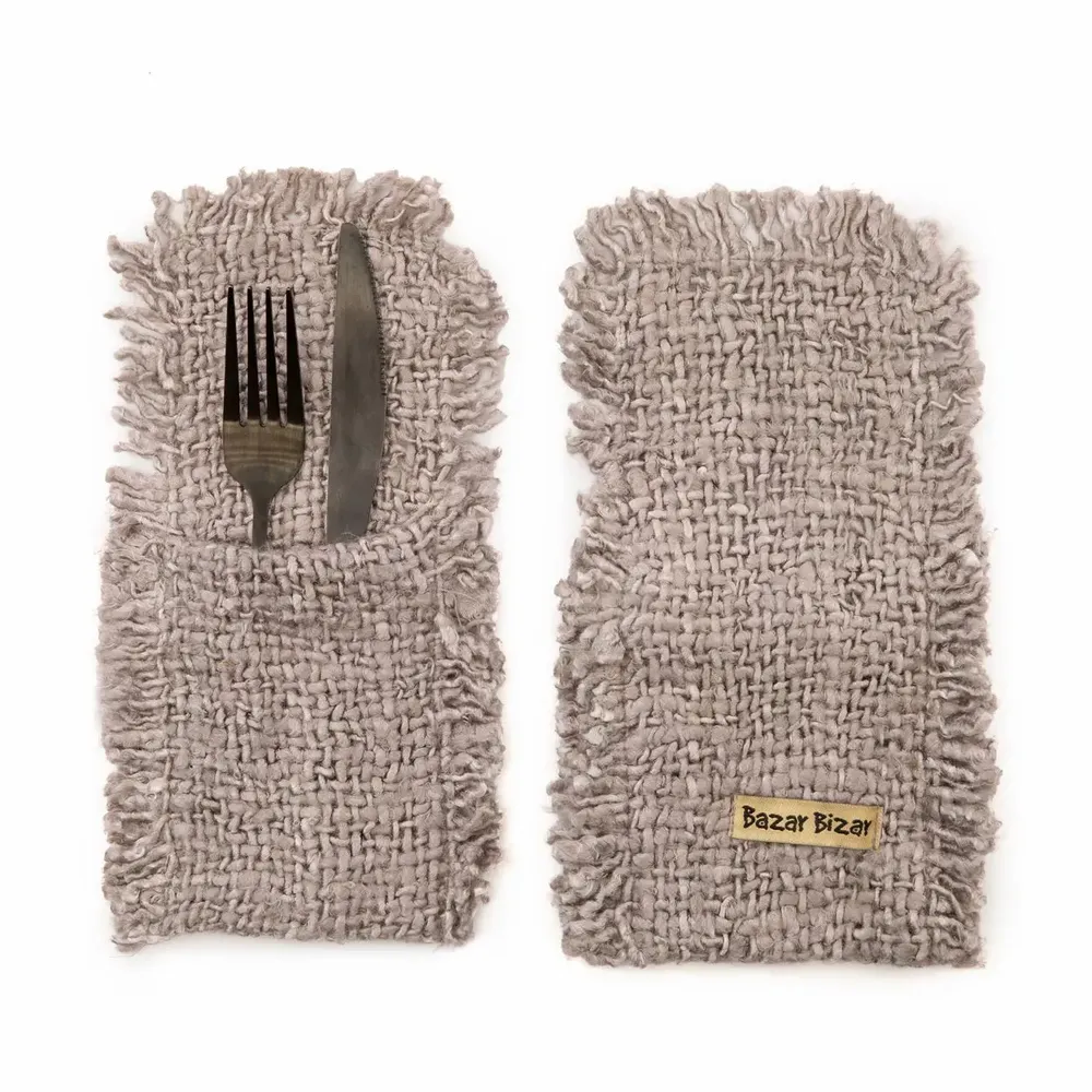 Table linen - The Oh My Gee Cutlery Holder - Pearl Grey - BAZAR BIZAR LIVING