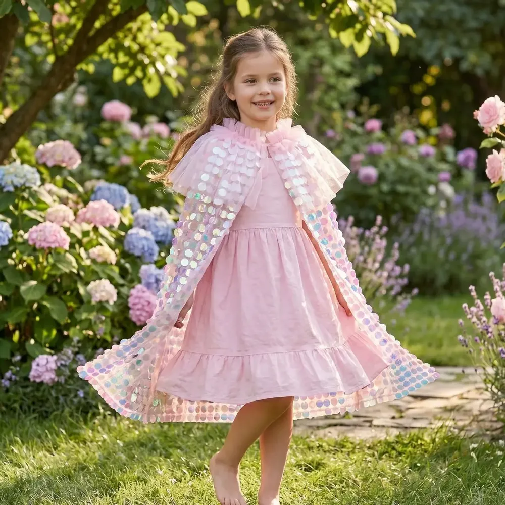 Déguisements pour enfant - Cape Sequins Galaxia rose TU - Déguisement - LABAY
