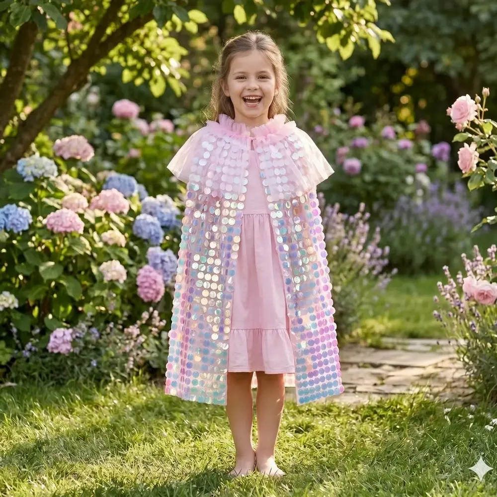 Déguisements pour enfant - Cape Sequins Galaxia rose TU - Déguisement - LABAY