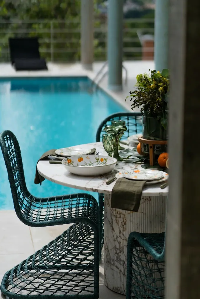 Tables de jardin - Table à manger - 120X120X75cm - Ocel - Marbre Calacatta Oro - STONE VALLEY