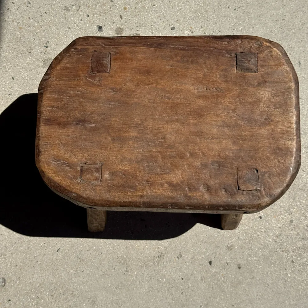 Tabourets - Petit stool, tabouret d'appoint en teck massif ovale wabi-sabi H25 - OFFICE OBJETS