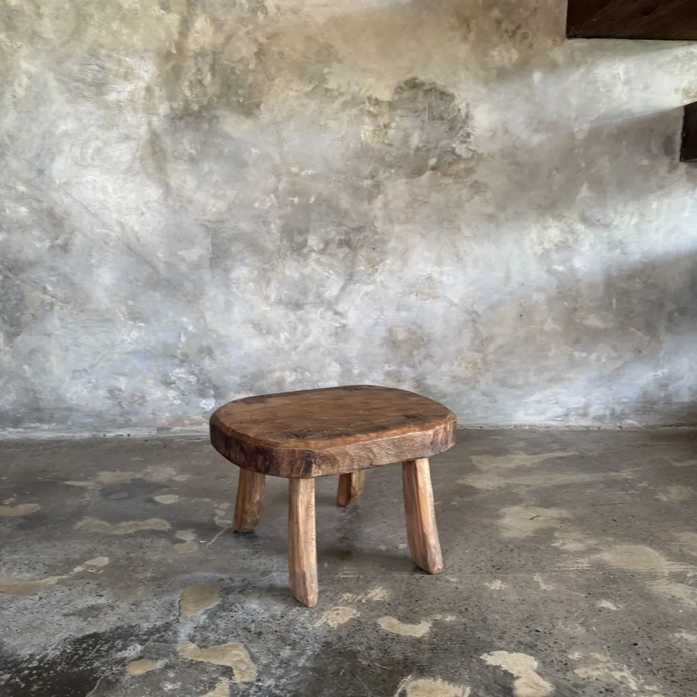 Tabourets - Petit stool, tabouret d'appoint en teck massif ovale assise bicolore - OFFICE OBJETS
