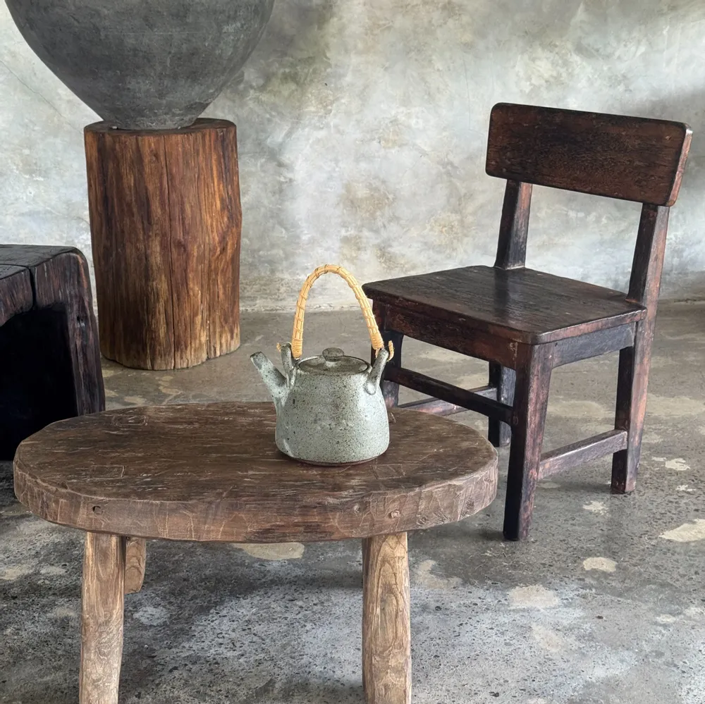 Tabourets - Petit stool ou petite table d'appoint ovale en teck massif wabi-sabi - OFFICE OBJETS