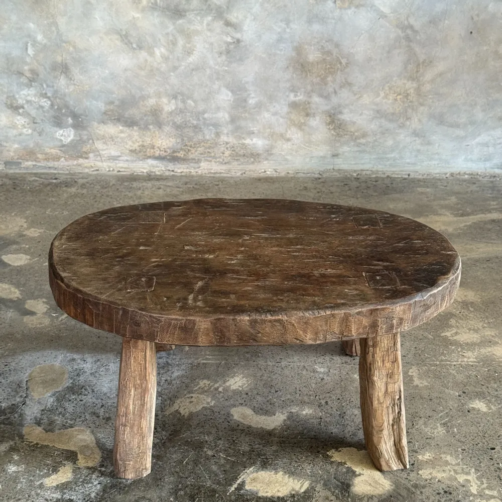 Tabourets - Petit stool ou petite table d'appoint ovale en teck massif wabi-sabi - OFFICE OBJETS