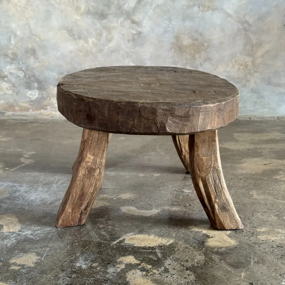 Tabourets - Petit stool ou petite table d'appoint ovale en teck massif wabi-sabi - OFFICE OBJETS