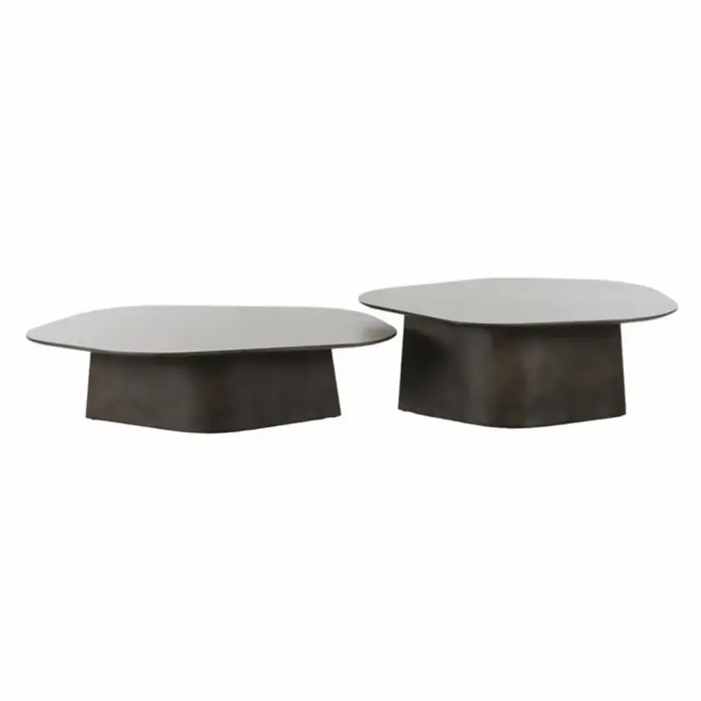Tables basses - DUO DE TABLES 'NAMUR' BRUN/NOIR - FANCY