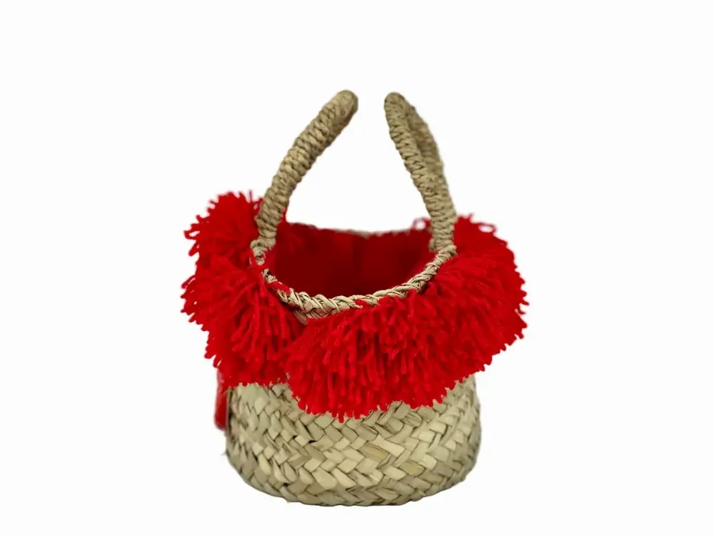 Sacs et cabas - Panier avec roue en céramique et pompon vert foncé - DANIÉ