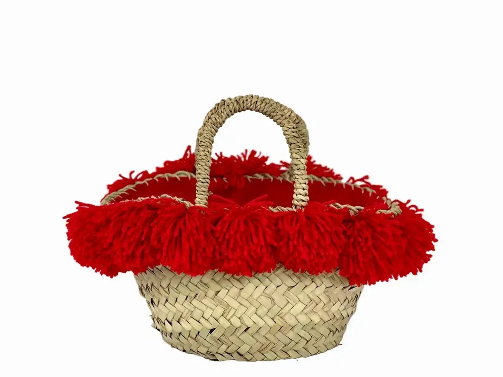 Sacs et cabas - Panier avec roue en céramique et pompon vert foncé - DANIÉ