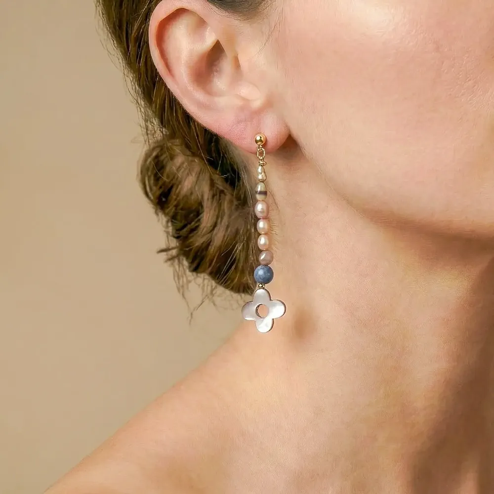 Bijoux - Boucles d'oreilles poussoir longues - Montmartre - NATURE BIJOUX