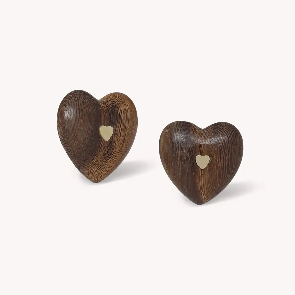 Bijoux - Boucles d'oreilles clips coeur bois de roblès - Wild Heart - NATURE BIJOUX
