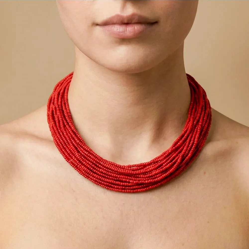 Bijoux - Collier plastron fermoir bouton nacre - Sumida - NATURE BIJOUX