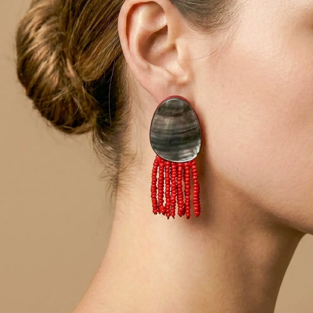 Bijoux - Boucles d'oreilles poussoir pampilles courtes - Sumida - NATURE BIJOUX