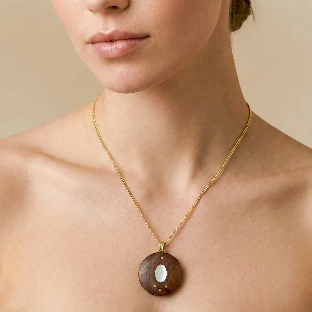 Bijoux - Collier chaine dorée petit pendentif rond - Oman - NATURE BIJOUX