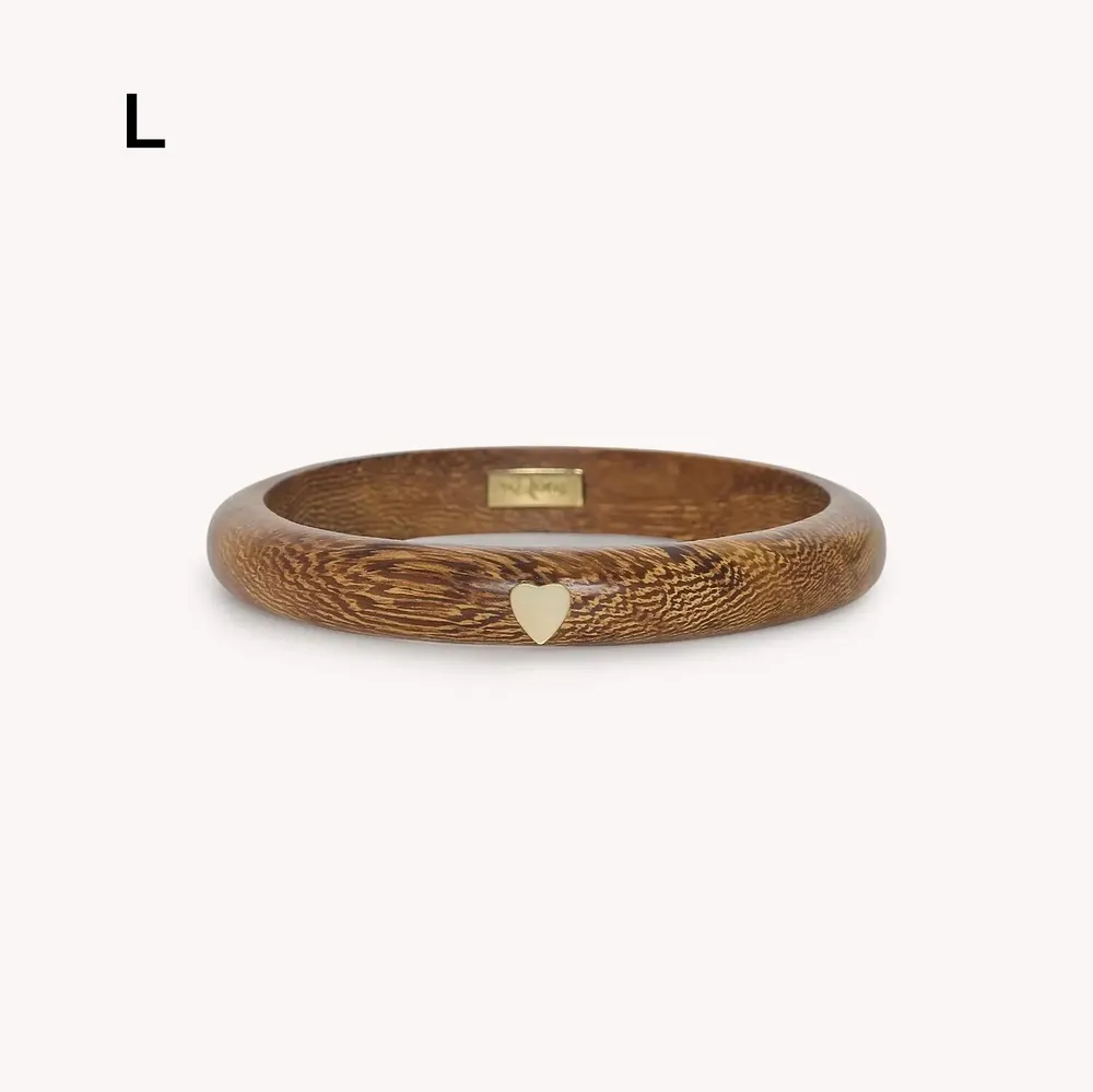 Bijoux - Bracelet rigide petit coeur nacre dorée L - Wild Heart - NATURE BIJOUX