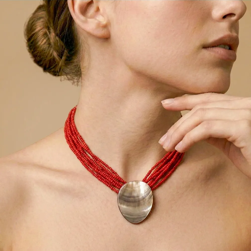 Bijoux - Collier court pendentif nacre noire - Sumida - NATURE BIJOUX