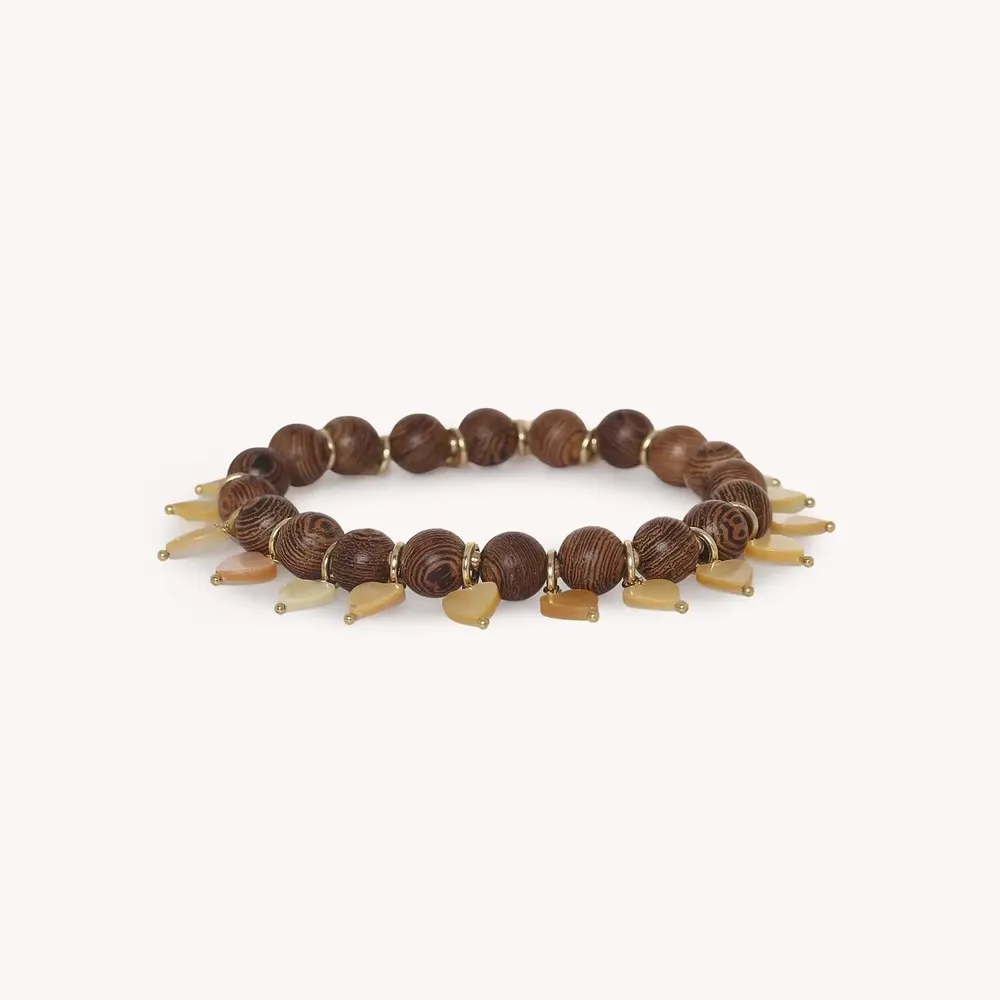 Bijoux - Bracelet extensible multi coeur nacre dorée - Wild Heart - NATURE BIJOUX