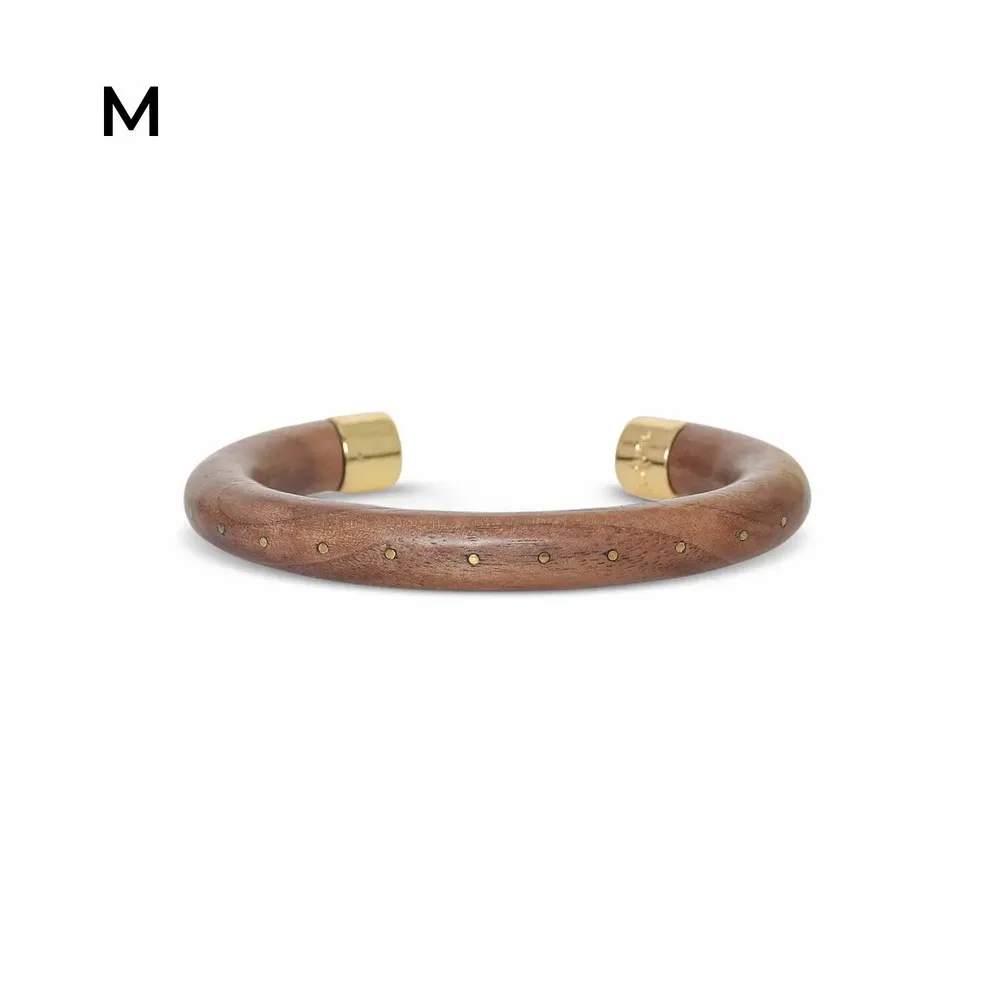 Bijoux - Bracelet jonc en bois, ouverture cabochon en nacre M - Oman - NATURE BIJOUX